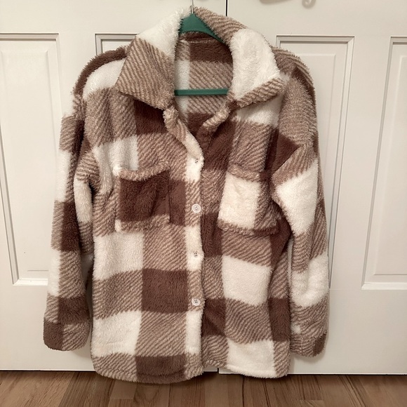 Brown & White Plaid Shacket - Picture 3 of 5